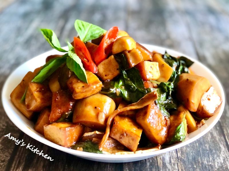 三杯豆干杏鮑菇 (五辛素)