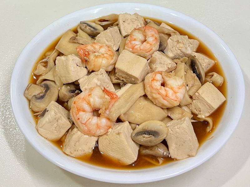 蝦仁蘑菇杏鮑菇麵（無油版)
