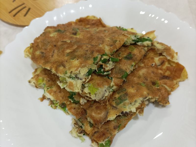 煎香菇蔥蛋