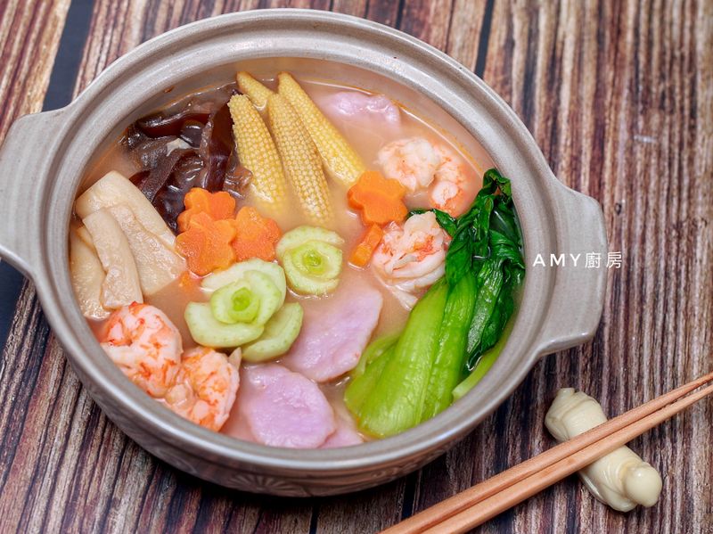 鮮蝦五行山藥麵疙瘩(懶人高湯法)