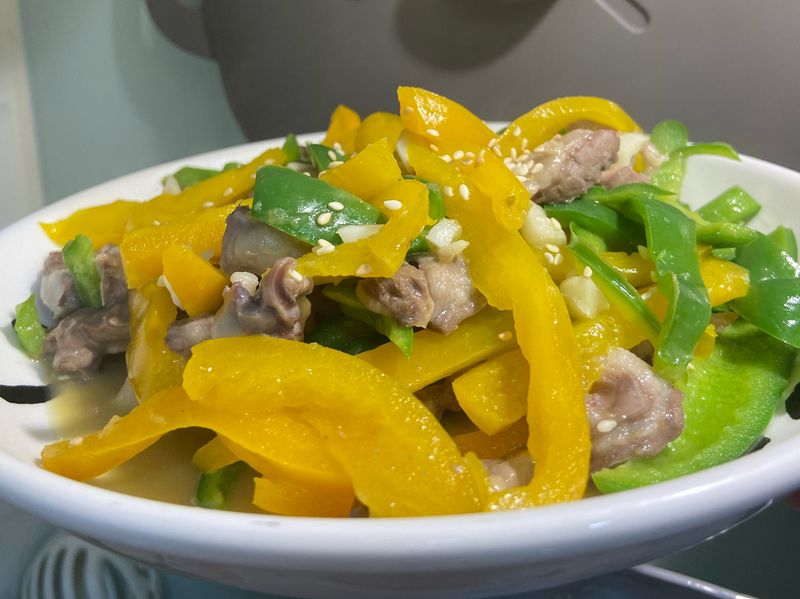 蒜香甜椒豬心肉