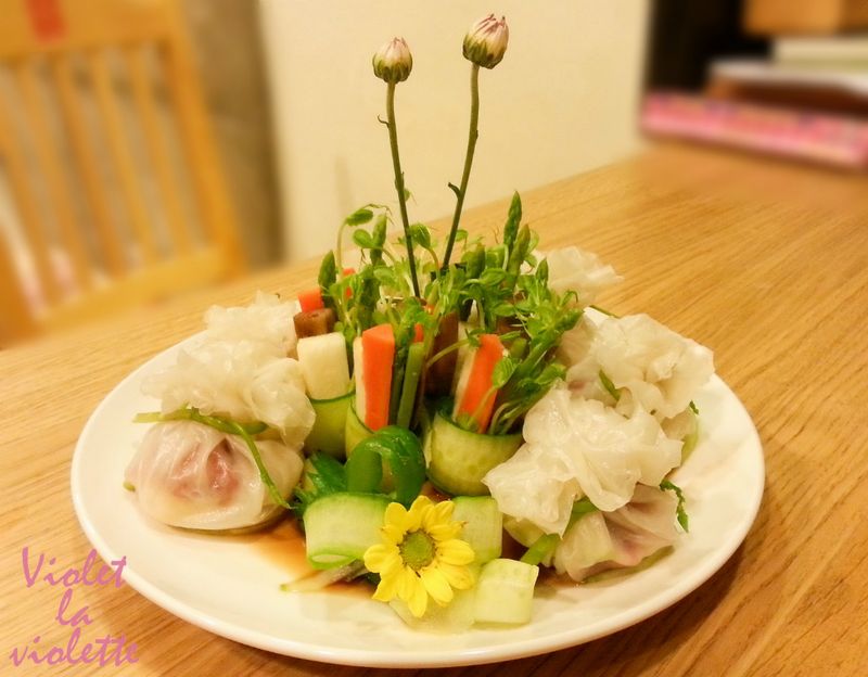 花藝般的料理-絲瓜蝦仁小荷包