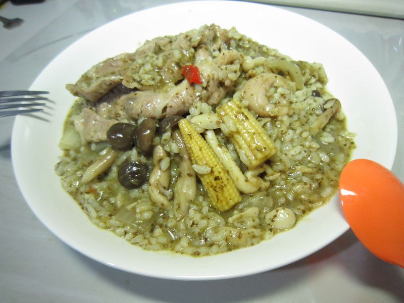 野菇青醬燉飯