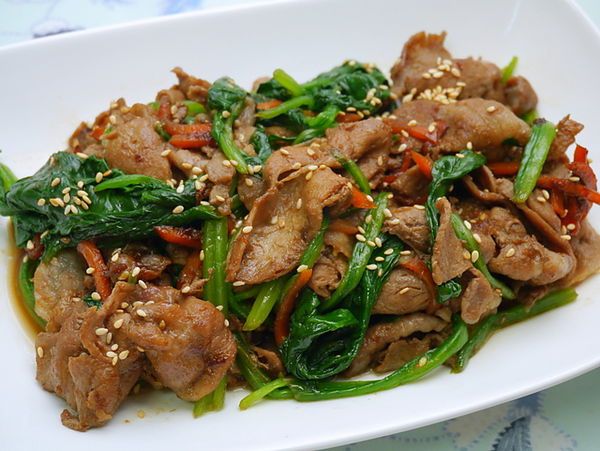 薑燒豬肉炒菠菜