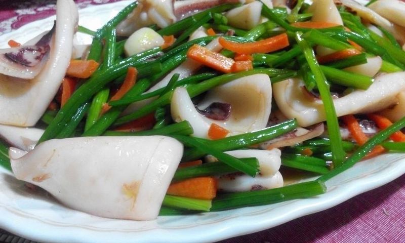 小管炒韭菜【澎湖野生水產】